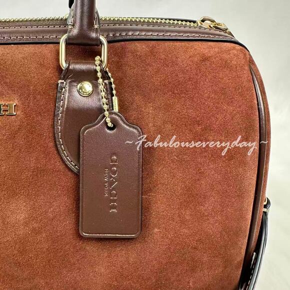 Coach Rowan Large Satchel Bag Crossbody In Suede/Im/Vintage Brown CCC79 NWT - Picture 9 of 12